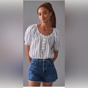 New Anthropologie Pilcro Puff Sleeve Blouse, SZ XXS